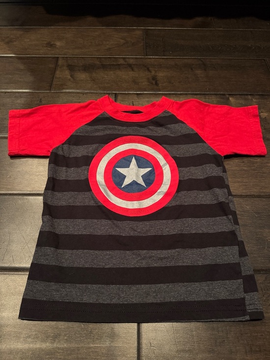 Marvel Other - 💜3/$15 Marvel Captain America Toddler Striped T-Shirt – Red & Black – Size 4T